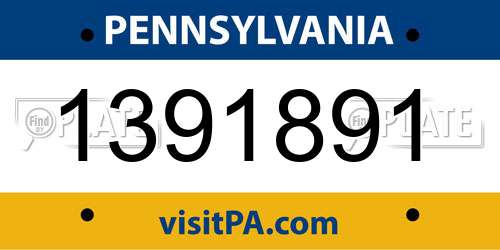 1391891 Pennsylvania License Plate