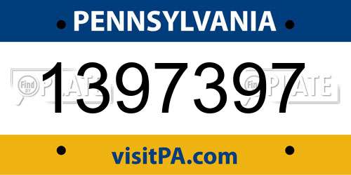 1397397 Pennsylvania License Plate