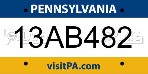 13AB482 Pennsylvania License Plate
