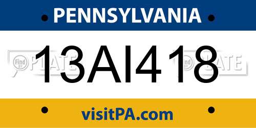 13AI418 Pennsylvania License Plate