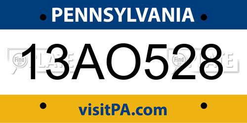 13AO528 Pennsylvania License Plate