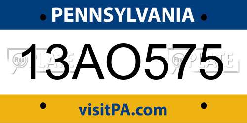 13AO575 Pennsylvania License Plate