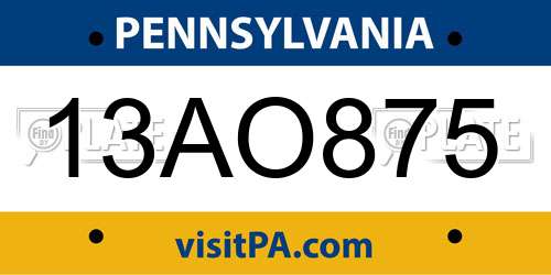 13AO875 Pennsylvania License Plate