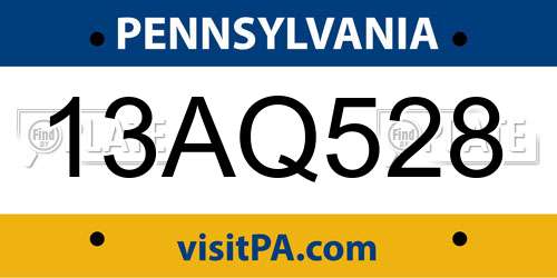 13AQ528 Pennsylvania License Plate