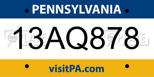 13AQ878 Pennsylvania License Plate