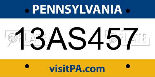 13AS457 Pennsylvania License Plate