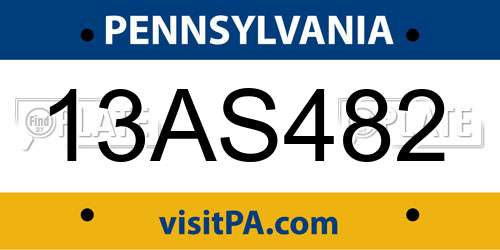 13AS482 Pennsylvania License Plate