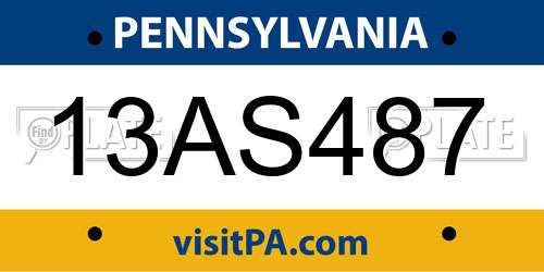 13AS487 Pennsylvania License Plate