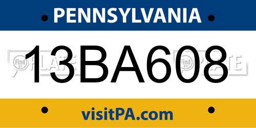 13BA608 Pennsylvania License Plate
