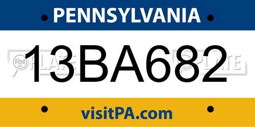 13BA682 Pennsylvania License Plate