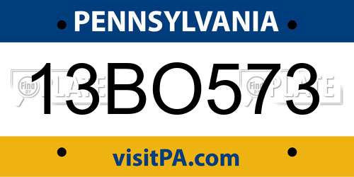 13BO573 Pennsylvania License Plate