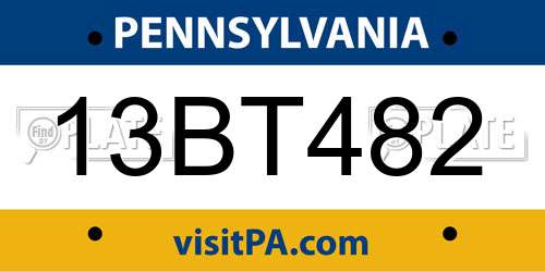 13BT482 Pennsylvania License Plate