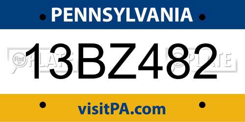 13BZ482 Pennsylvania License Plate