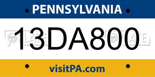13DA800 Pennsylvania License Plate