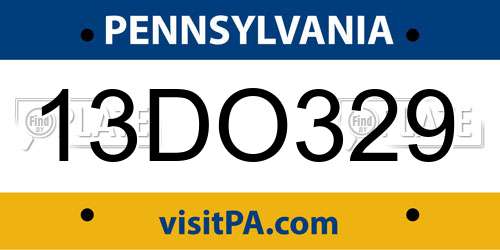 13DO329 Pennsylvania License Plate