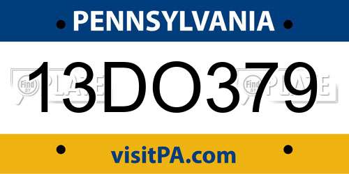 13DO379 Pennsylvania License Plate