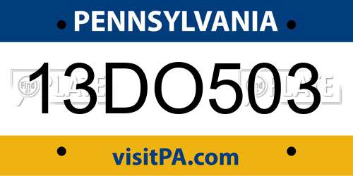 13DO503 Pennsylvania License Plate
