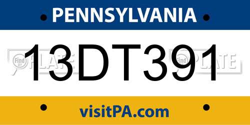 13DT391 Pennsylvania License Plate