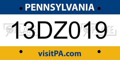 13DZ019 Pennsylvania License Plate