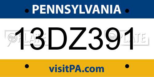 13DZ391 Pennsylvania License Plate