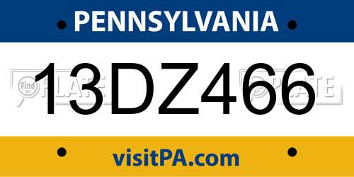 13DZ466 Pennsylvania License Plate