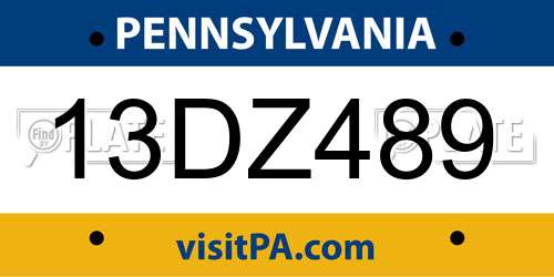 13DZ489 Pennsylvania License Plate