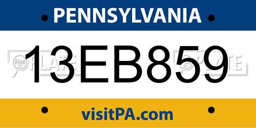 13EB859 Pennsylvania License Plate