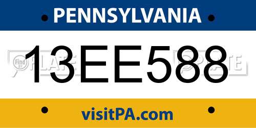 13EE588 Pennsylvania License Plate