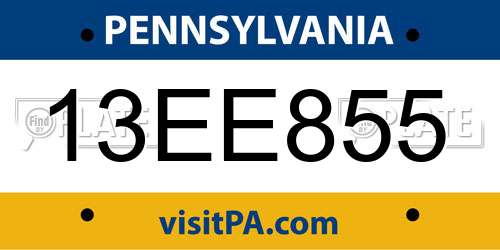 13EE855 Pennsylvania License Plate