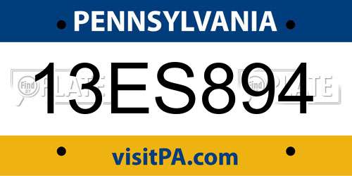 13ES894 Pennsylvania License Plate