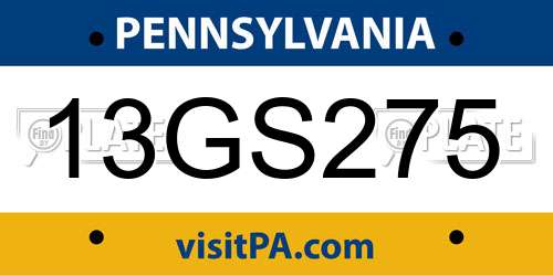 13GS275 Pennsylvania License Plate