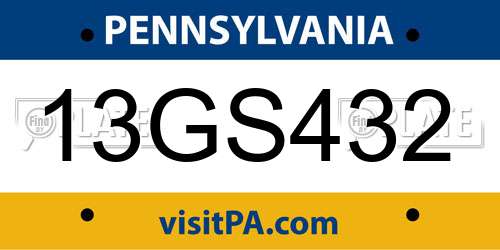 13GS432 Pennsylvania License Plate