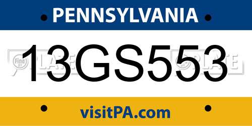 13GS553 Pennsylvania License Plate