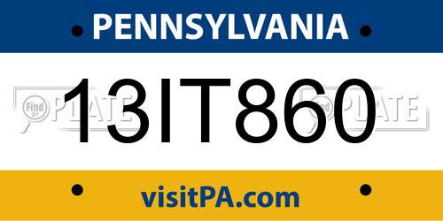 13IT860 Pennsylvania License Plate