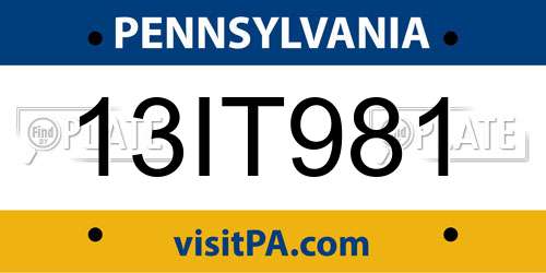 13IT981 Pennsylvania License Plate