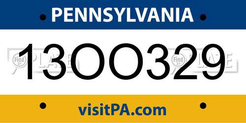 13OO329 Pennsylvania License Plate