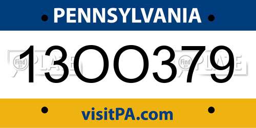 13OO379 Pennsylvania License Plate