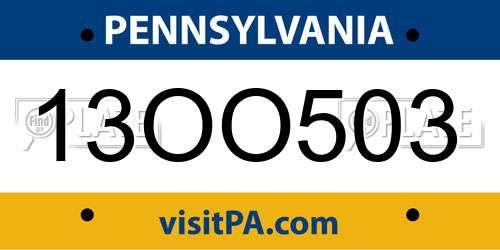 13OO503 Pennsylvania License Plate