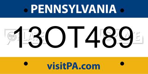 13OT489 Pennsylvania License Plate