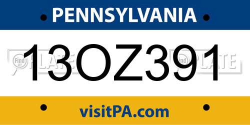 13OZ391 Pennsylvania License Plate