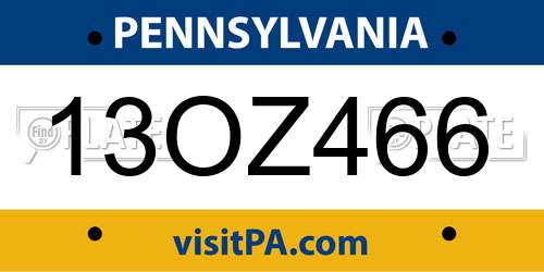 13OZ466 Pennsylvania License Plate