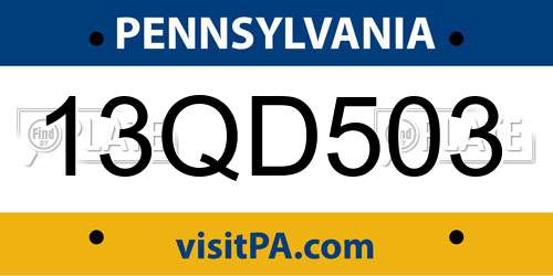 13QD503 Pennsylvania License Plate