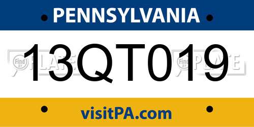 13QT019 Pennsylvania License Plate