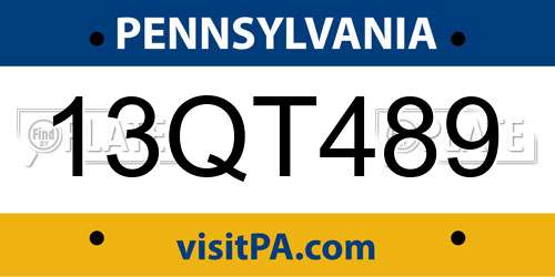 13QT489 Pennsylvania License Plate