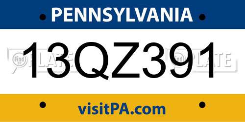 13QZ391 Pennsylvania License Plate