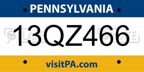 13QZ466 Pennsylvania License Plate