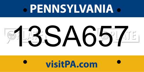 13SA657 Pennsylvania License Plate