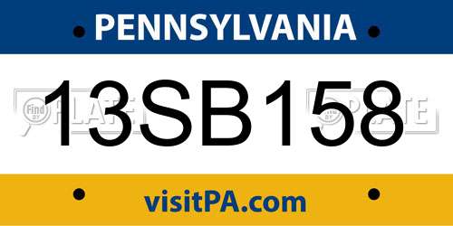 13SB158 Pennsylvania License Plate