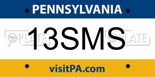 13SMS Pennsylvania License Plate