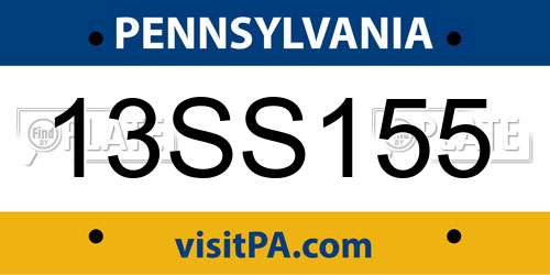 13SS155 Pennsylvania License Plate